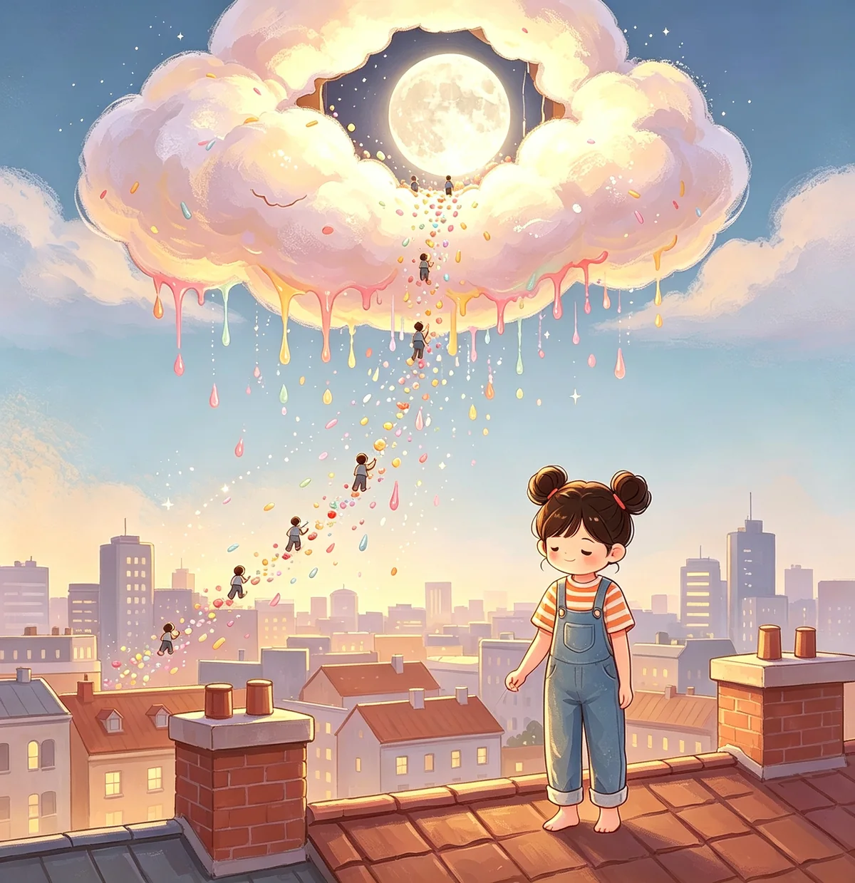 夜晚裹毯坐地，貓狗兔相伴